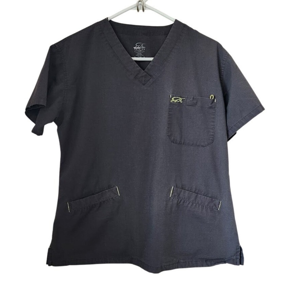 IguanaMed 5400 Womens Scrub Top V-Neck Charcoal Gray Short Sleeve Size Med 221